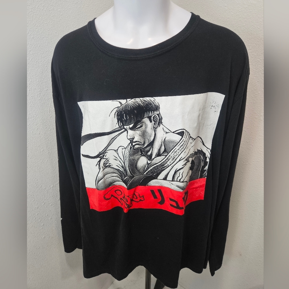 Street Fighter Ryu men's graphic longsleeve 4XL